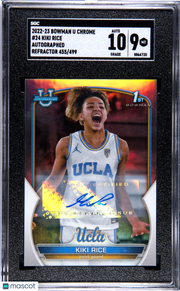 2022 Bowman University Chrome Kiki Rice Autograph Refractor 499 #24 SGC 9