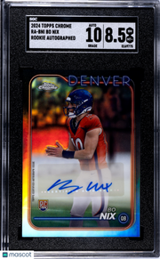 2024 Topps Chrome Bo Nix Rookie Autograph #RA-BNI SGC 8.5 Denver Broncos