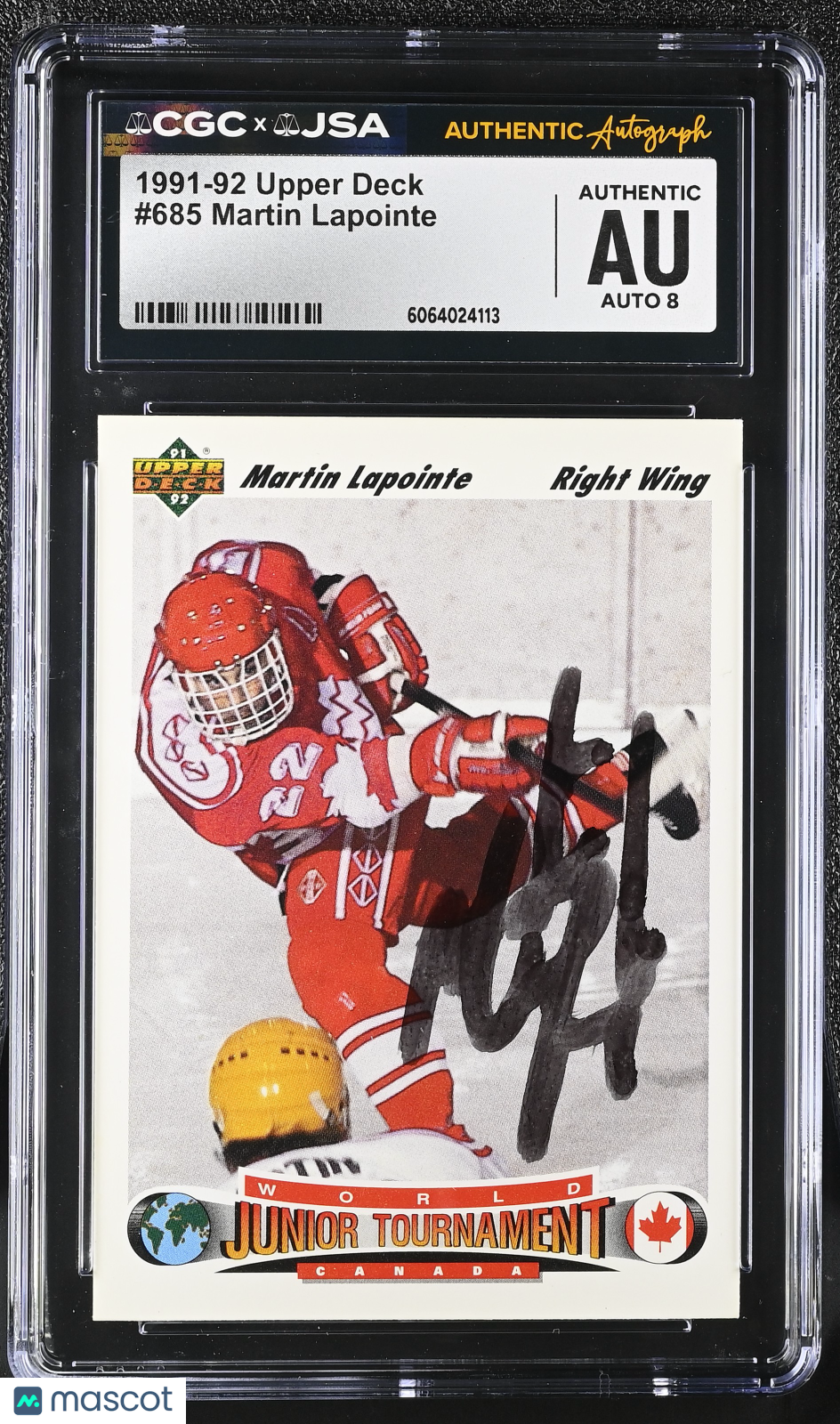 1991-92 Upper Deck Martin Lapointe Auto Rookie #685 CGC Authentic JSA