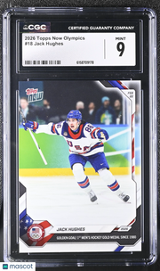 2026 Topps Now Olympics Jack Hughes #18 CGC 9 USA