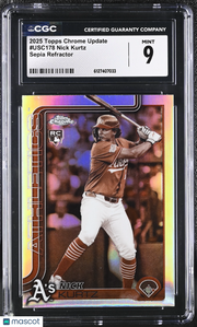 2025 Topps Chrome Update Nick Kurtz Sepia Refractor Rookie CGC 9 Athletics