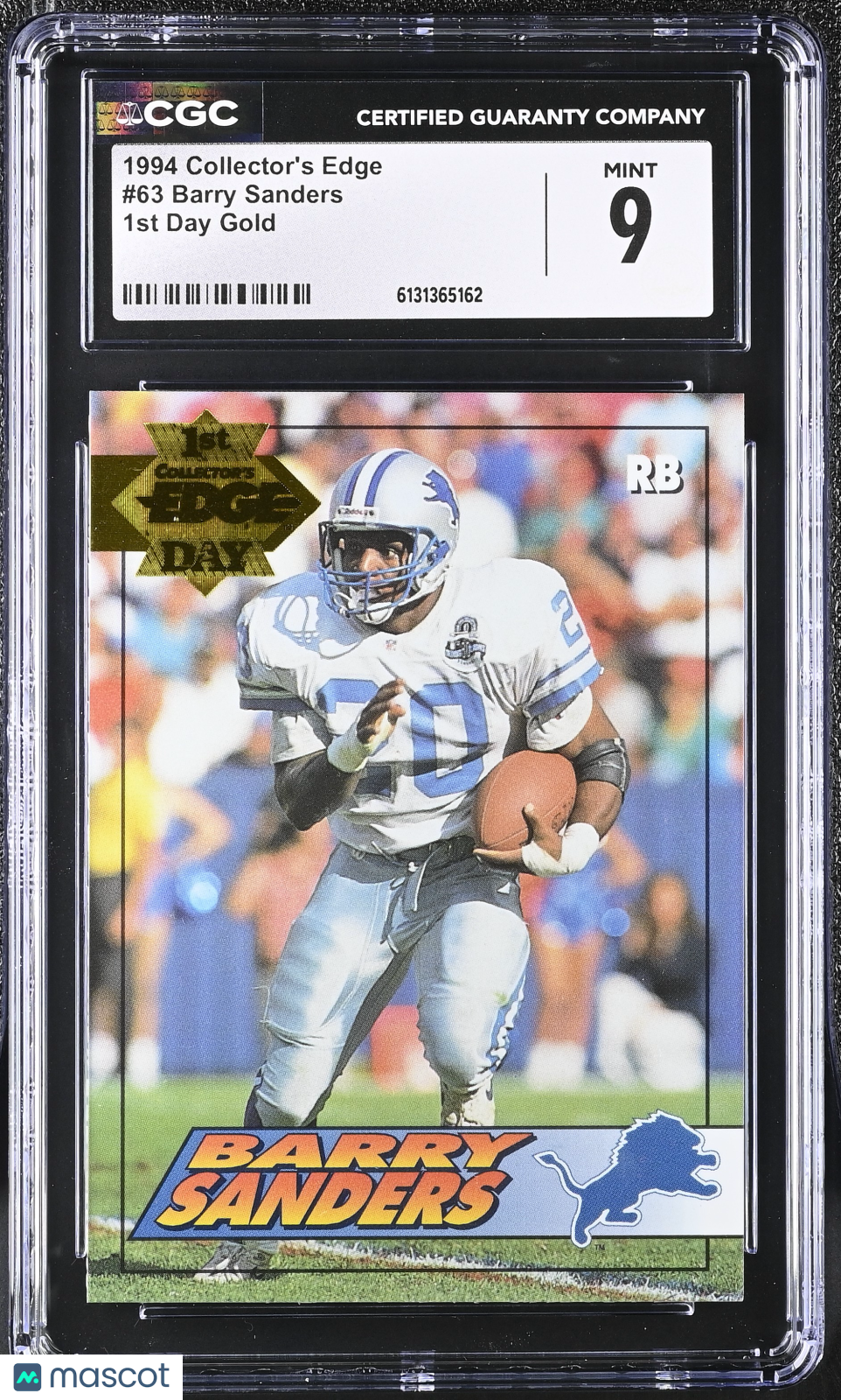 1994 Collector's Edge Barry Sanders 1st Day Gold #63 CGC 9 Detroit Lions