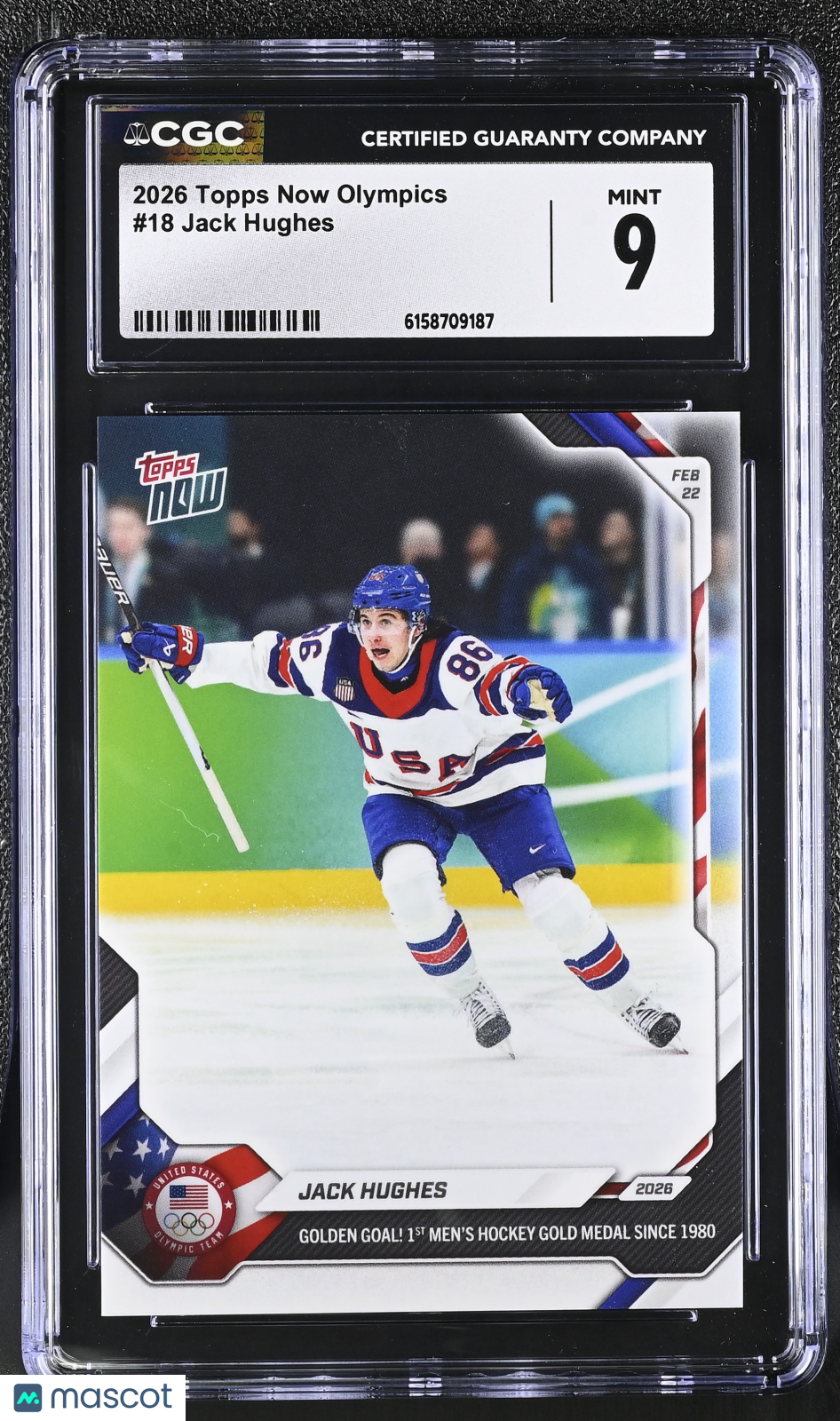 2026 Topps Now Olympics Jack Hughes #18 CGC 9 USA