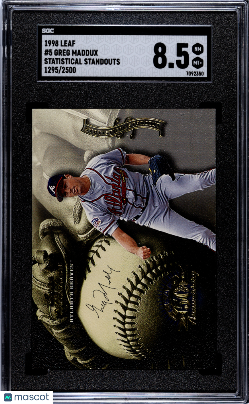 1998 Leaf Greg Maddux Statistical Standouts 2500 #5 SGC 8.5