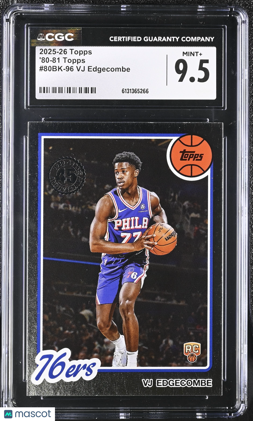 2025-26 Topps VJ Edgecombe Rookie '80-81 Topps #80BK-96 CGC 9.5 76ers