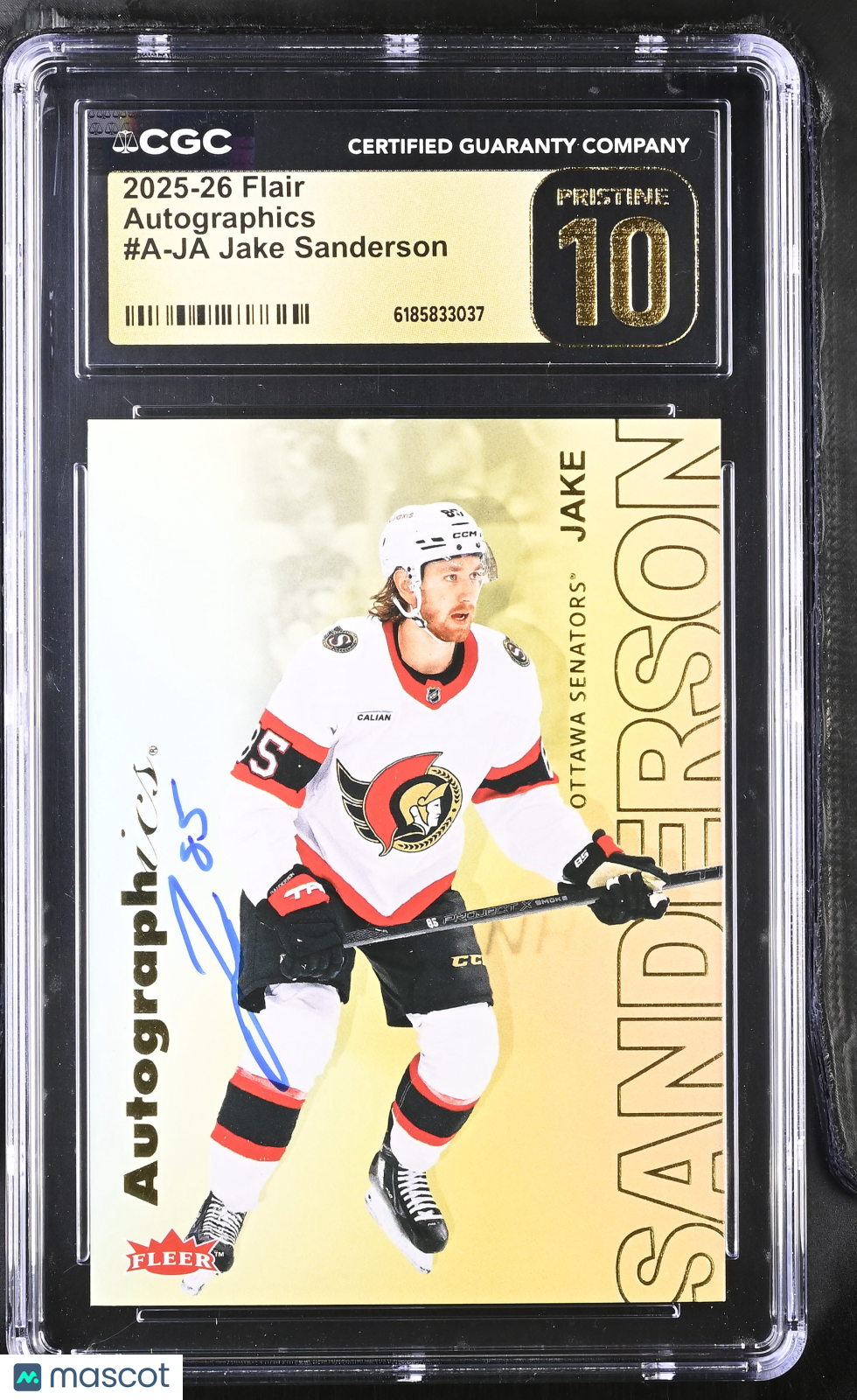 2025-26 Flair Jake Sanderson Autographics #A-JA CGC 10 Ottawa Senators