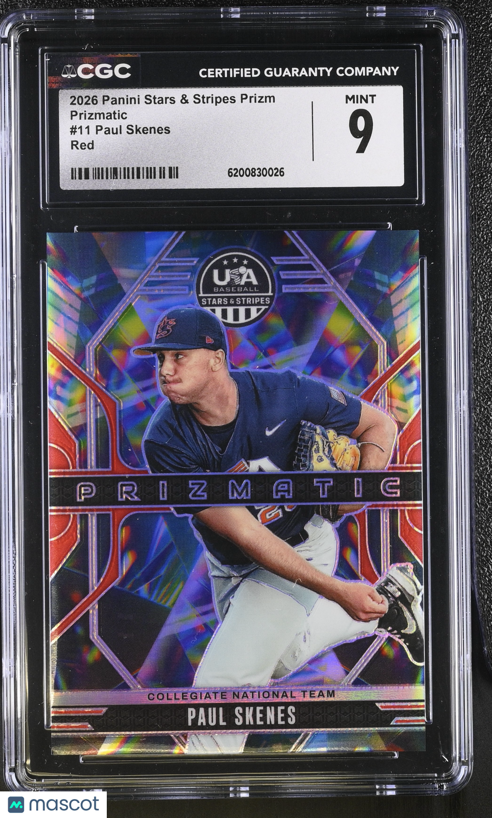 2026 Panini Stars & Stripes Prizm Paul Skenes Red Prizmatic #11 CGC 9