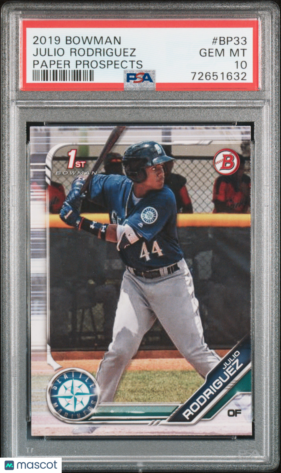 2019 Bowman Paper Prospects Julio Rodriguez Rookie #BP33 PSA 10 Seattle Mariners
