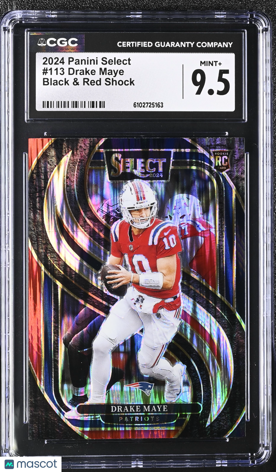 2024 Panini Select Drake Maye Black & Red Shock Rookie #113 CGC 9.5 Patriots
