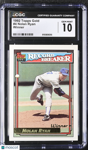 1992 Topps Gold Nolan Ryan Winner #4 CGC 10 Texas Rangers