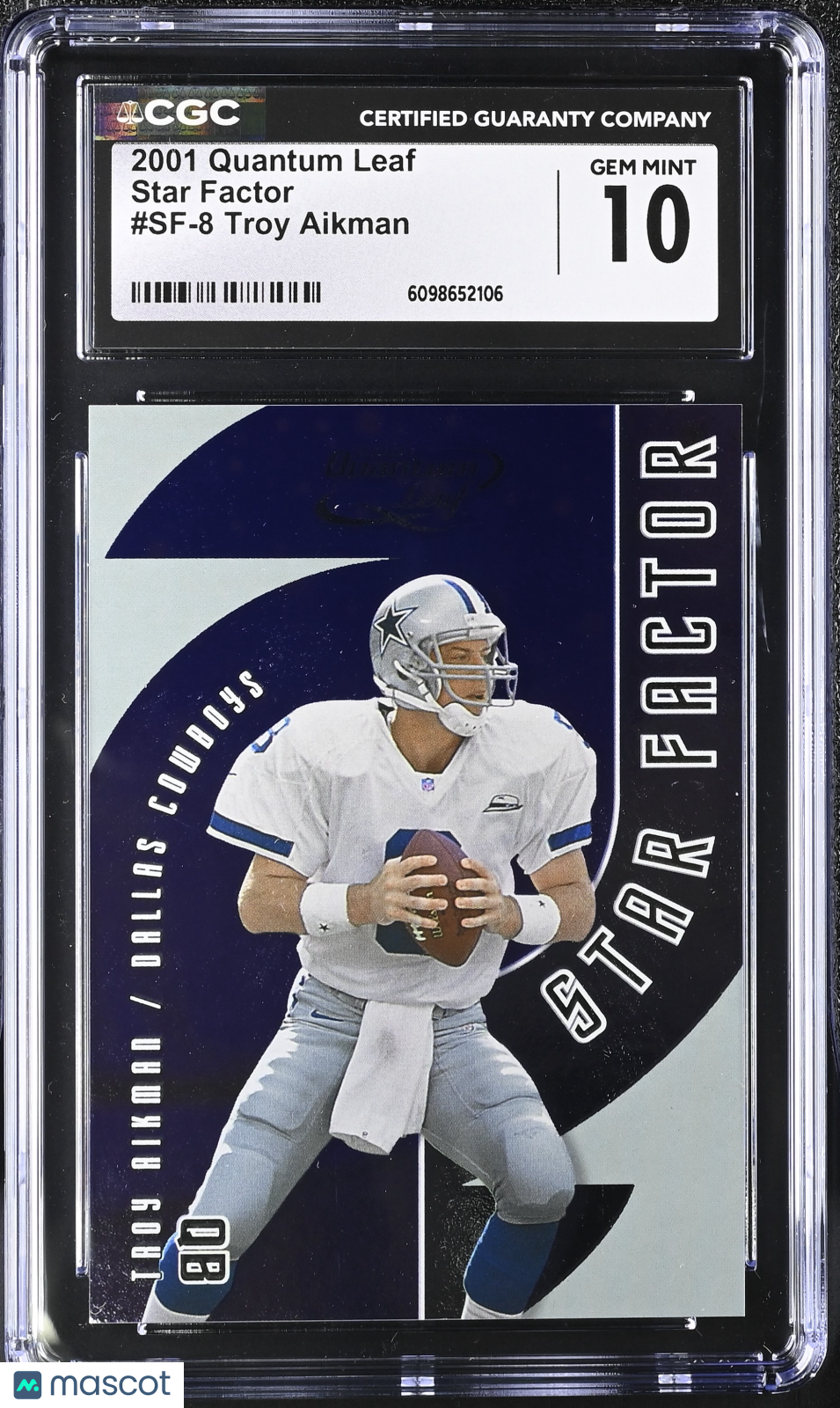 2001 Leaf Troy Aikman 787/2000 Star Factor #SF-8 CGC 10 Dallas Cowboys