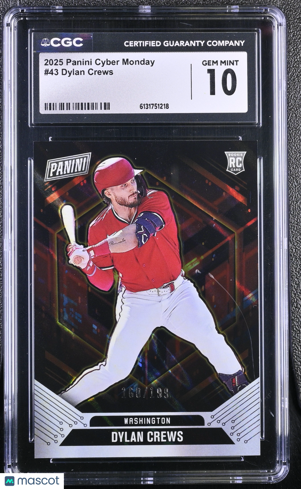 2025 Panini Cyber Monday Dylan Crews /199 Rookie #43 CGC 10 Washington Nationals