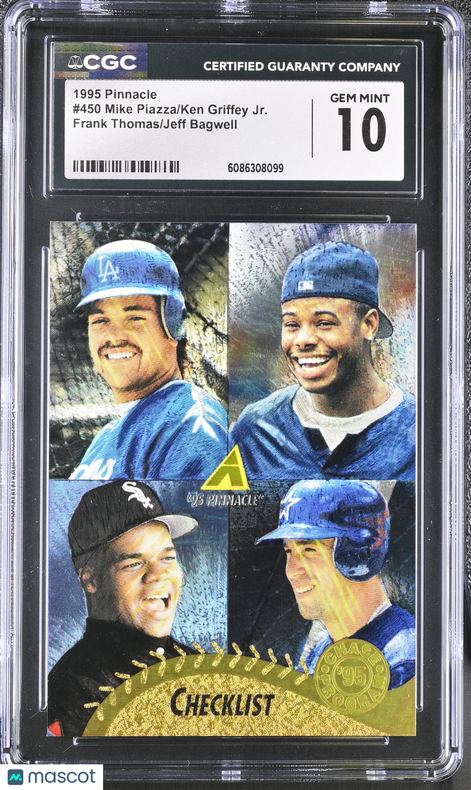 1995 Pinnacle Mike Piazza/Ken Griffey Jr. Frank Thomas/Jeff Bagwell #450 CGC 10