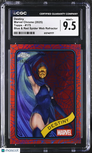 2025 Topps Marvel Chrome Destiny /61 175 Blue & Red Spider Web Refractor CGC 9.5