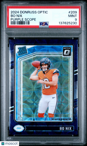 2024 Panini Donruss Optic Bo Nix Purple Scope Rookie #209 PSA 9 Denver Broncos