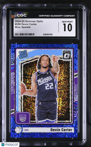 2024-25 Donruss Optic Devin Carter Blue Sparkle /180 Rookie #290 CGC 10 Kings
