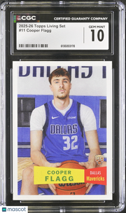 2025-26 Topps Living Set Cooper Flagg Rookie #11 CGC 10 Dallas Mavericks