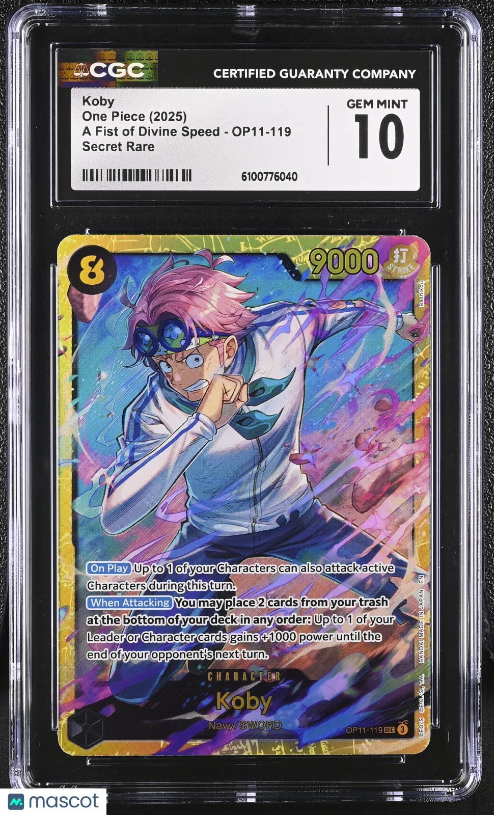 2025 One Piece A Fist Of Divine Speed Koby CGC 10 #OP11-119