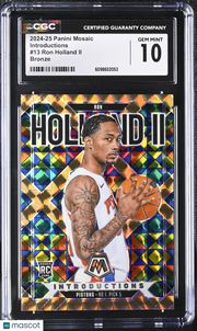 2024-25 Mosaic Ron Holland II Bronze /75 Rookie Introductions #13 CGC 10 Pistons