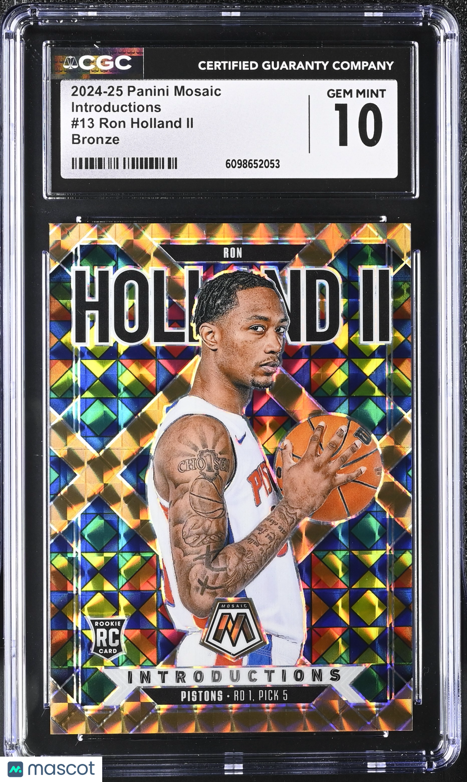 2024-25 Mosaic Ron Holland II Bronze /75 Rookie Introductions #13 CGC 10 Pistons