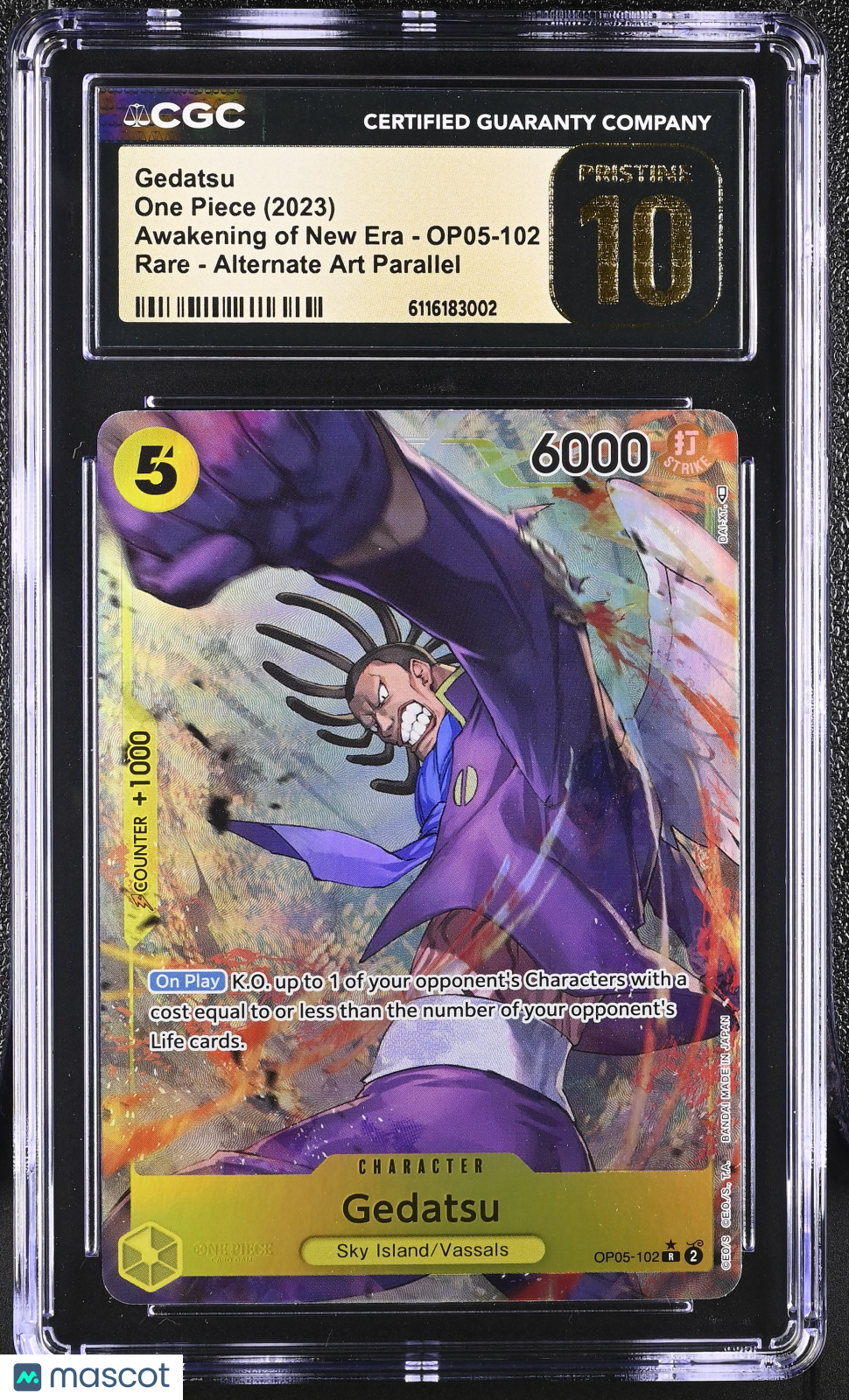 One Piece Awakening The New Era Gedatsu Alternate Art CGC 10 OP05-102 Pristine