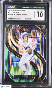 2024 Panini Select Bo Nix Black & Green Shock Rookie #117 CGC 10 Denver Broncos
