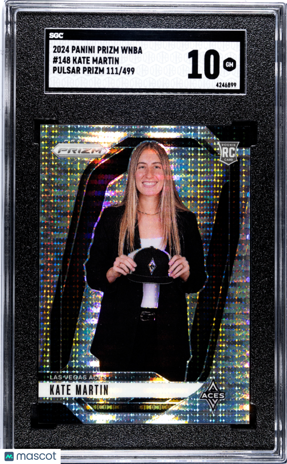 2024 Panini Prizm Wnba Kate Martin Pulsar /499 Rookie #148 SGC 10 Las Vegas Aces