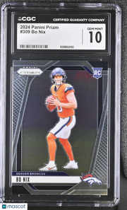 2024 Panini Prizm Bo Nix Rookie #309 CGC 10 Denver Broncos