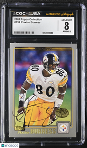 2001 Topps Collection Plaxico Burress Auto Autograph #139 CGC 8 JSA Steelers