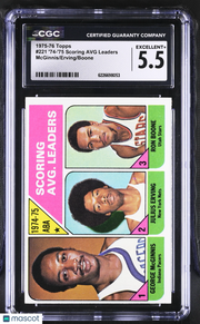 1975-76 Topps '74-'75 Scoring AVG Leaders McGinnis/Erving/Boone #221 CGC 5.5