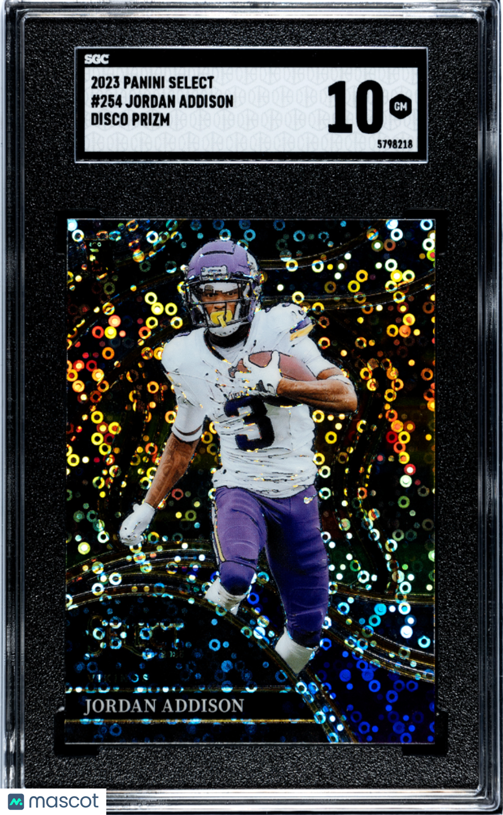2023 Panini Select Jordan Addison Disco Prizm Rookie #254 SGC 10 Vikings
