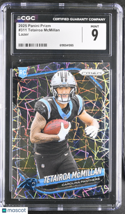 2025 Panini Prizm Tetairoa McMillan Lazer Rookie #311 CGC 9 Carolina Panthers