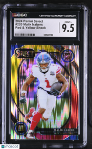 2024 Panini Select Malik Nabers Red & Yellow Shock Rookie #220 CGC 9.5 Giants