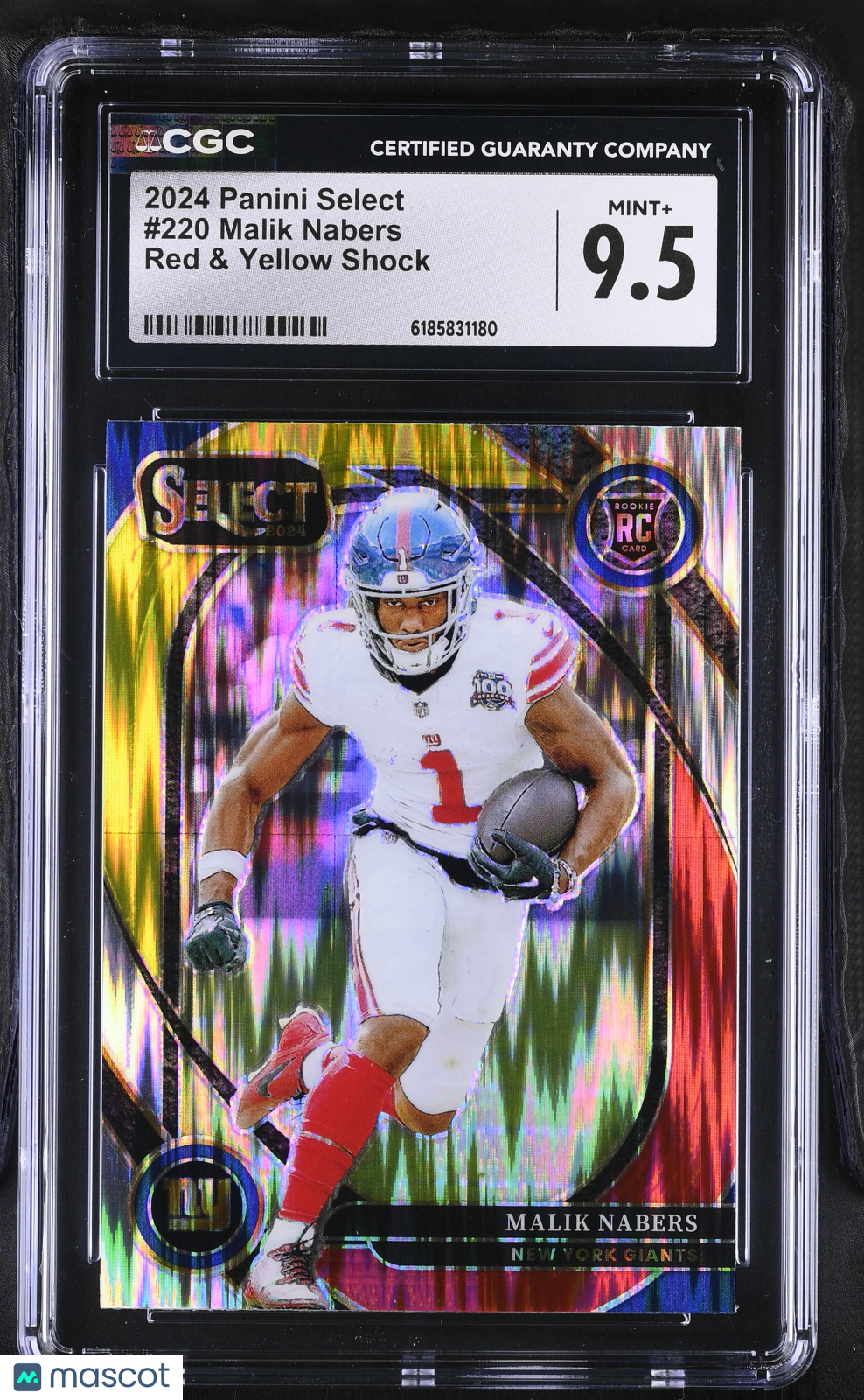 2024 Panini Select Malik Nabers Red & Yellow Shock Rookie #220 CGC 9.5 Giants