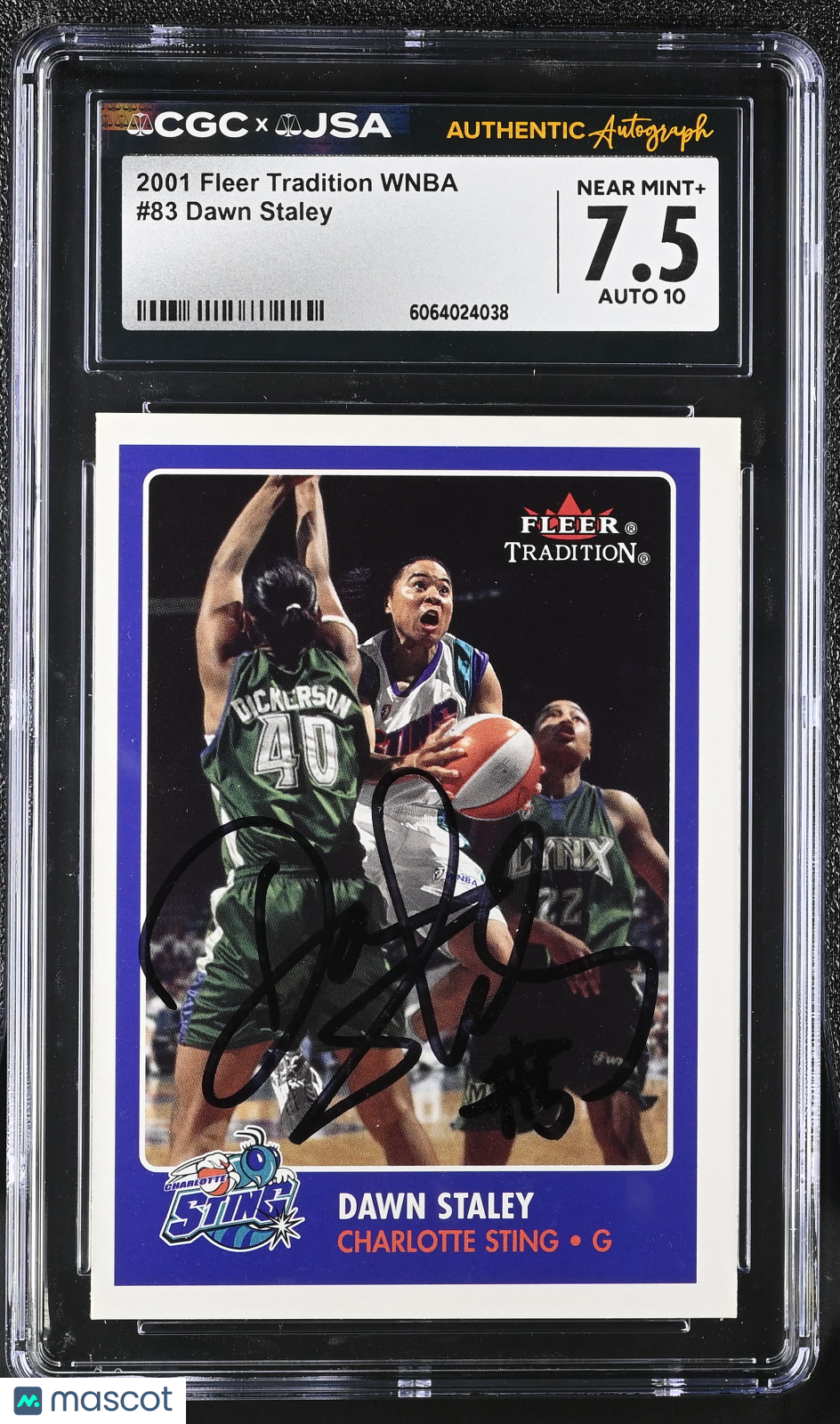 2001 Fleer Tradition WNBA Dawn Staley Auto Autograph #83 CGC 7.5 JSA Sting