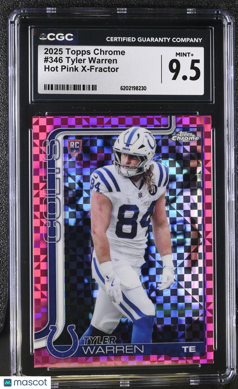 2025 Topps Chrome Tyler Warren Hot Pink X-Fractor Rookie #346 CGC 9.5 Colts