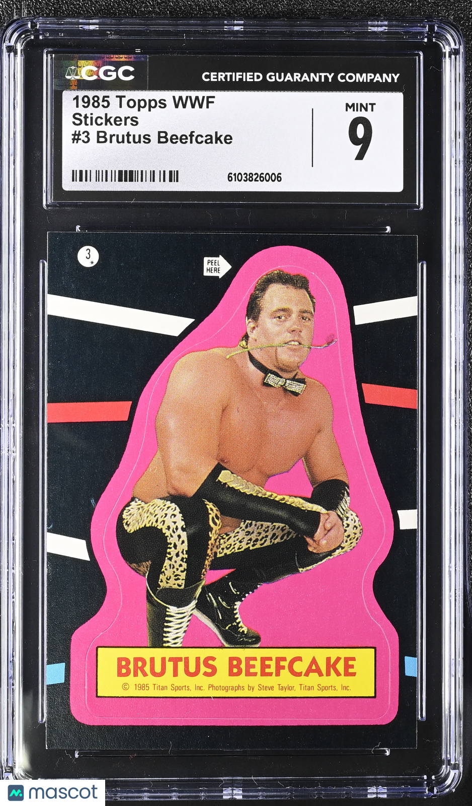 1985 Topps WWF Brutus Beefcake Stickers #3 CGC 9