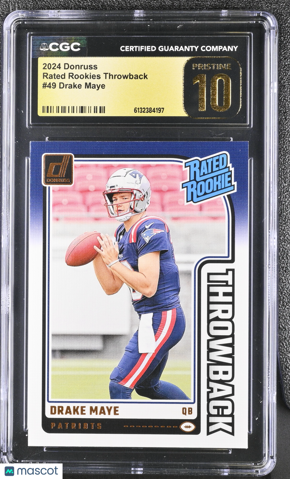 2024 Donruss Drake Maye Rated Rookies Throwback #49 CGC 10 Pristine Patriots