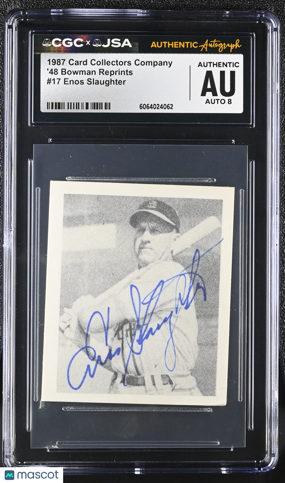 1987 C.C.C. Enos Slaughter Auto '48 Bowman Reprints #17 CGC Authentic Cardinals