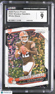 2025 Panini Prizm Shedeur Sanders White Disco Rookie #302 CGC 9 Cleveland Browns