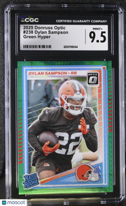 2025 Donruss Optic Dylan Sampson Green Hyper #238 CGC 9.5 Cleveland Browns