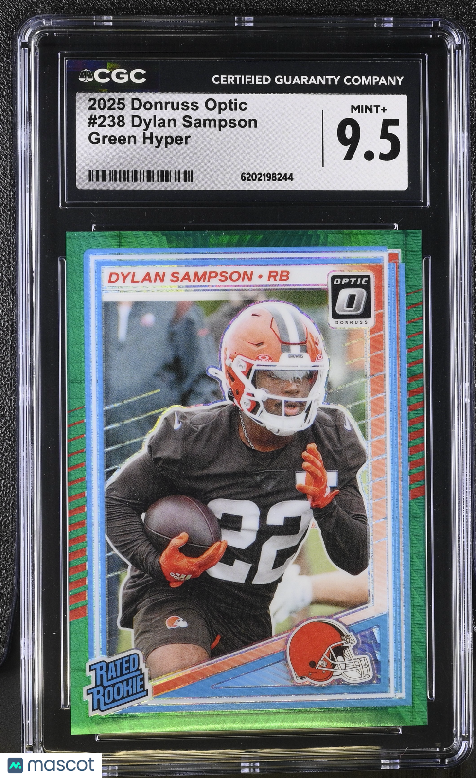 2025 Donruss Optic Dylan Sampson Green Hyper #238 CGC 9.5 Cleveland Browns