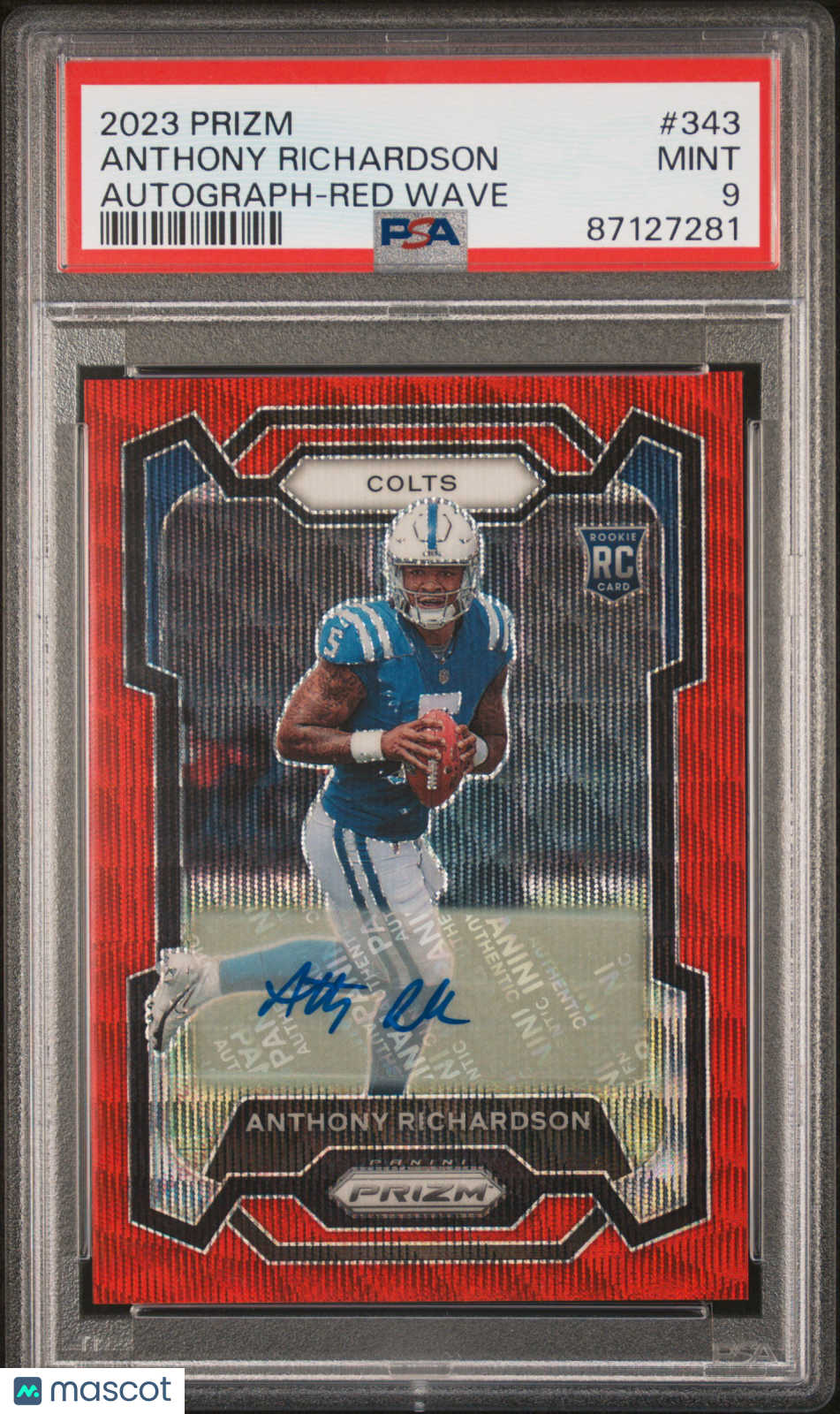 2023 Panini Prizm Anthony Richardson Auto Red Wave /149 Rookie #343 PSA 9 Colts