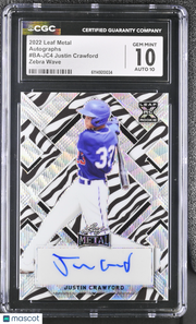 2022 Leaf Metal Justin Crawford Zebra Wave /5 Rookie Autographs #BA-JC4 CGC 10