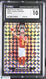 2024 Panini Mosaic Jayden Daniels Silver Rookie #302 CGC 10 Commanders