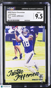 2020 Chronicles Justin Jefferson Teal Rookie Luminance #217 CGC 9.5 Vikings