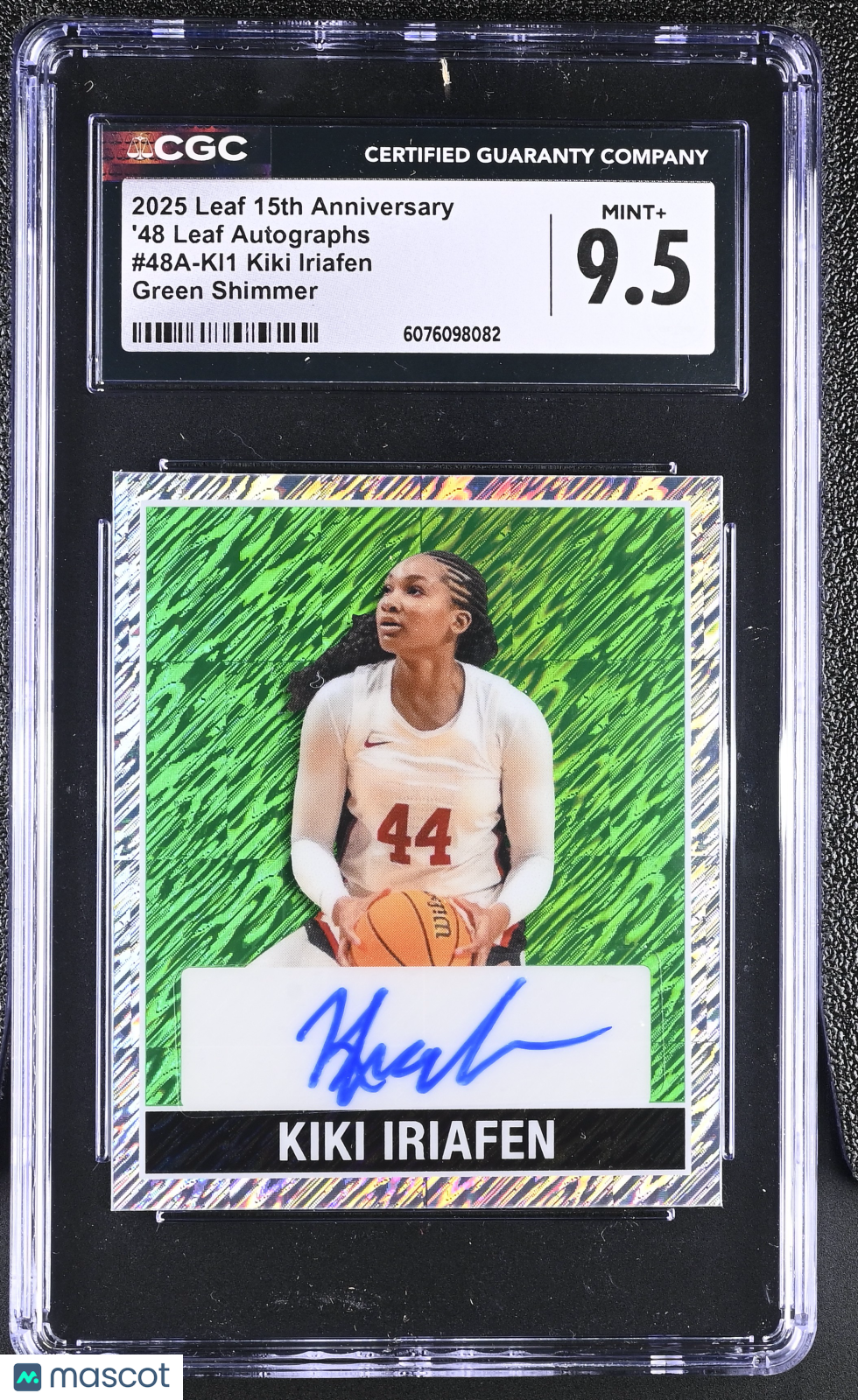 2025 Leaf 15th Anniversary Kiki Iriafen Green Shimmer 1/1 Auto Rookie CGC 9.5
