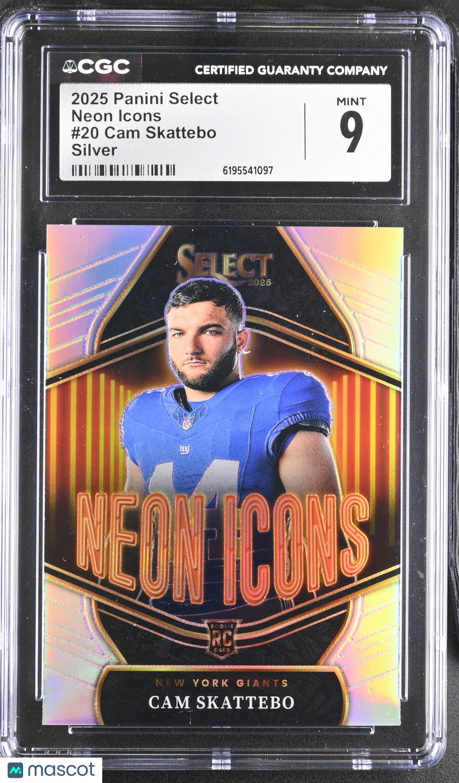 2025 Panini Select Cam Skattebo Silver Rookie Neon Icons #20 CGC 9 Giants