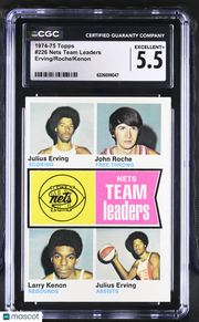 1974-75 Topps Nets Team Leaders Erving/Roche/Kenon #226 CGC 5.5