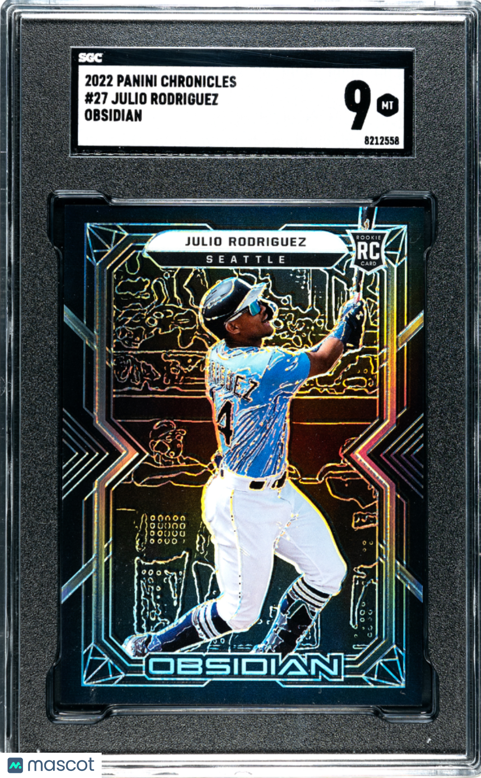 2022 Panini Chronicles Julio Rodriguez Obsidian Rookie #27 SGC 9 Mariners